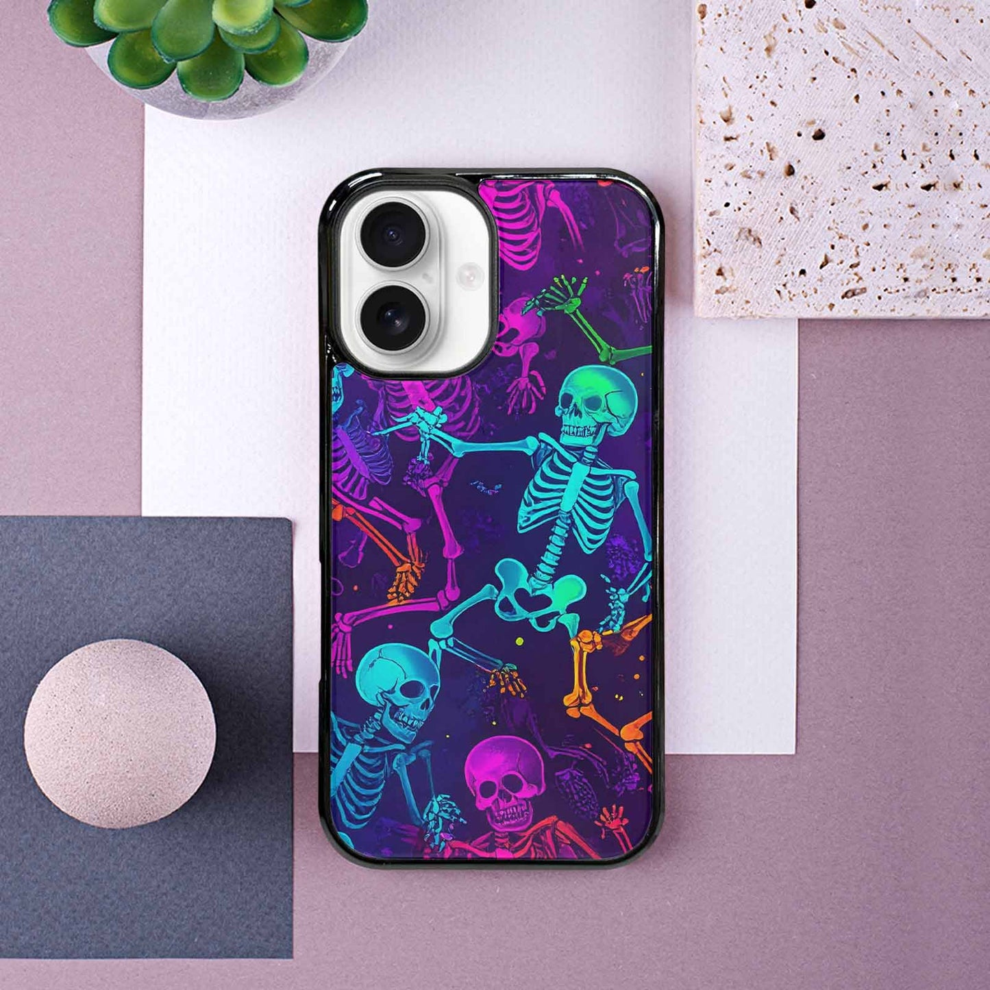 iPhone 16 Case — Glowing Skeleton Pattern Hundreds Of Small, Custom Designed Case Cover