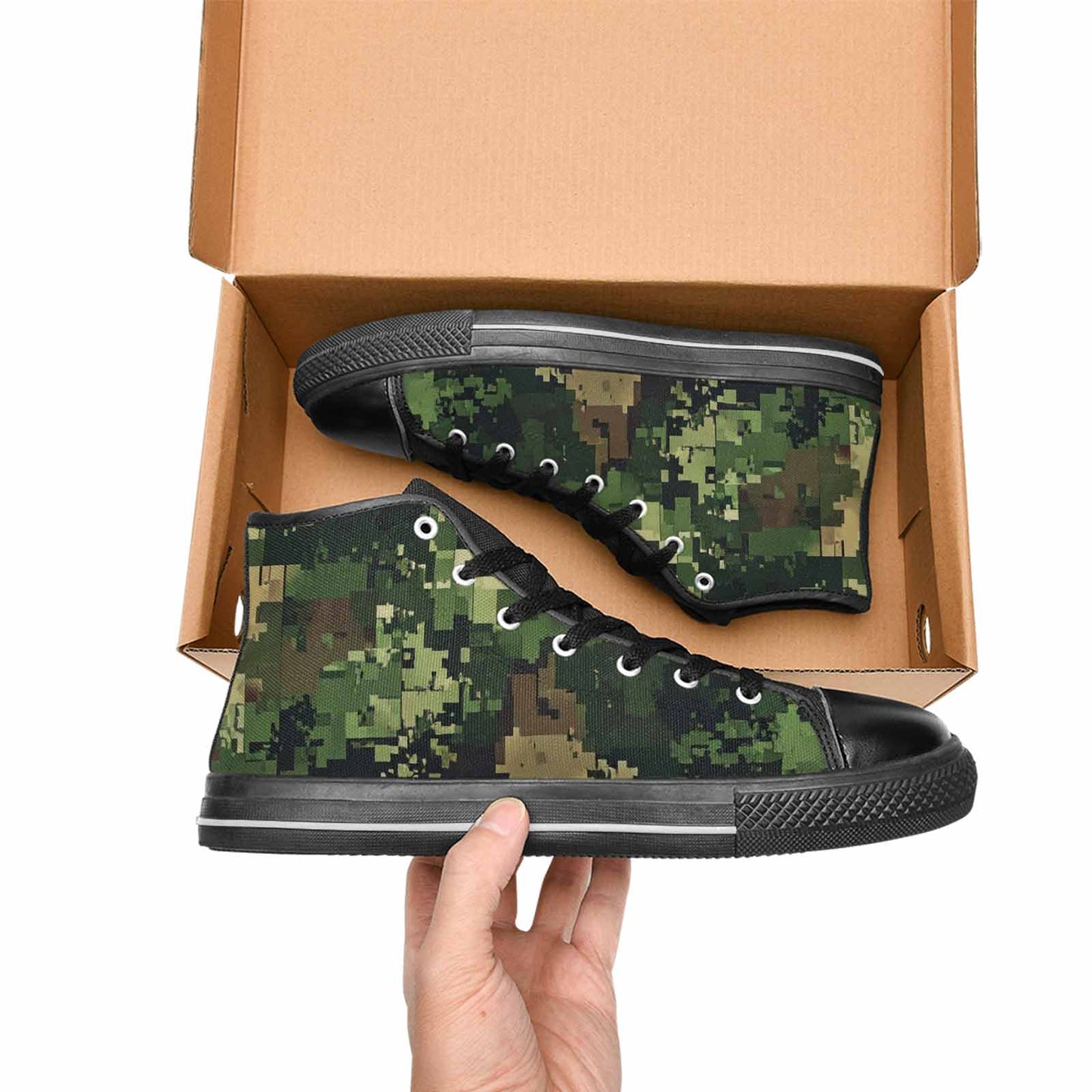WOMEN'S Military Camouflage Blotch High Top Canvas Vibrant Chaos Custom Shoes