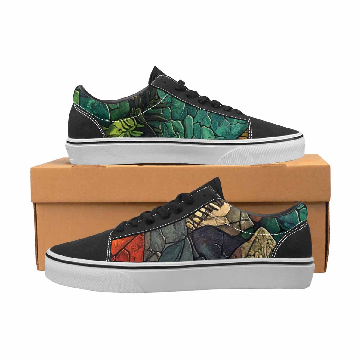 WOMEN'S Dinosaur Silhouette Canvas Lace-Up Y2K Custom Sneakers