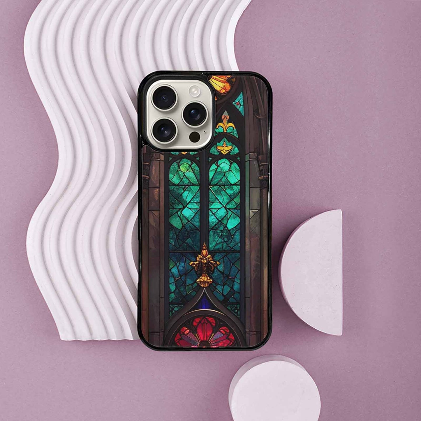 iPhone 16 Pro Max Case — Stained Glass Cathedral Custom, Custom Printed Phone Case