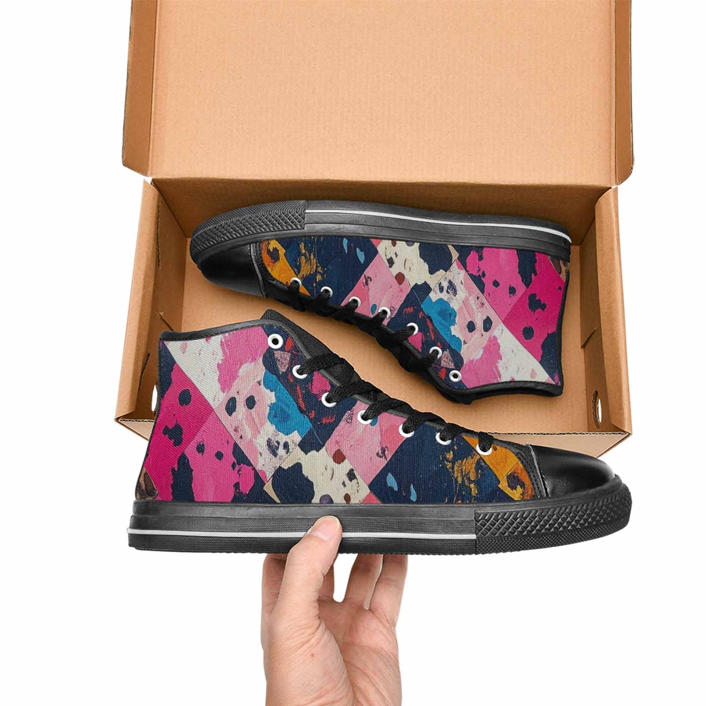 WOMEN'S Cow Animal Print High Top Canvas Surreal Shoes