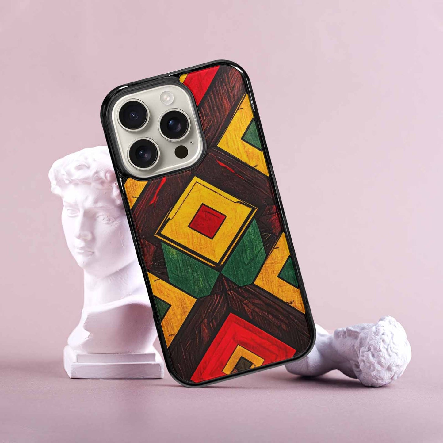 iPhone 16 Pro Case — African Kente Cloth Inspired Pattern Geometric, Custom Printed Phone Case