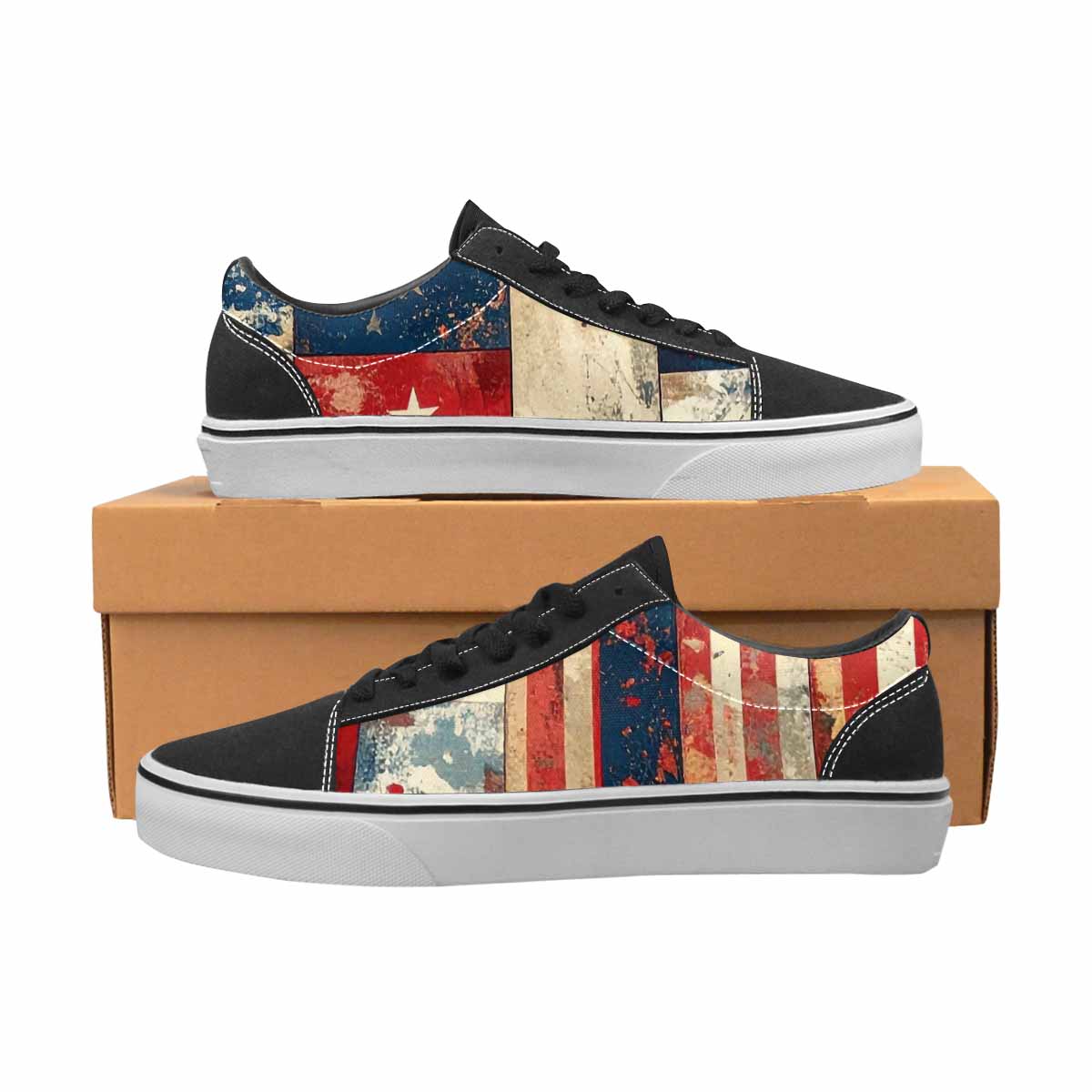 WOMEN'S American Flag Stars Canvas Lace-Up Grunge Custom Shoes