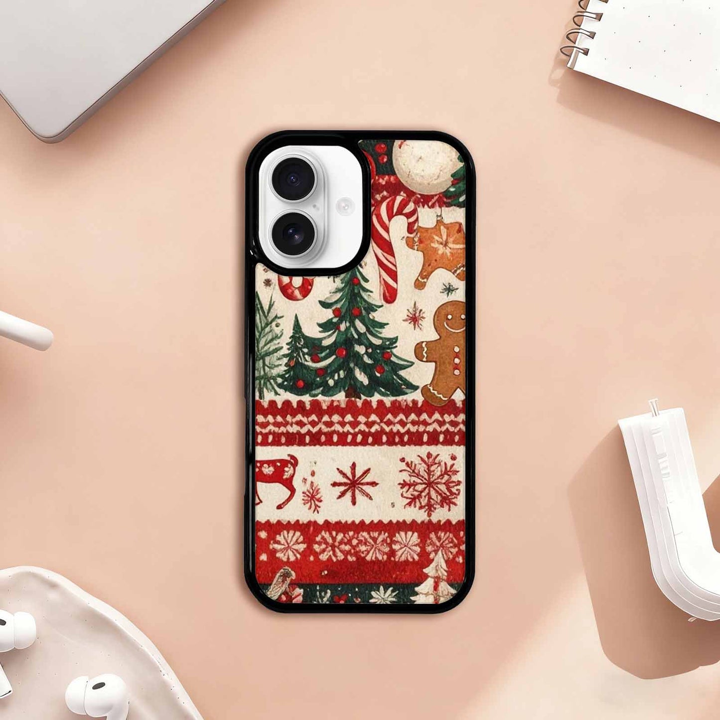 iPhone 17 Case — Small Christmas Holly Snowflake Original Art, Custom Made Phone Cover