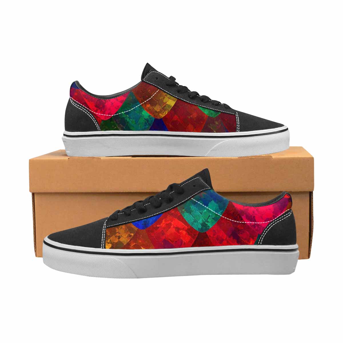 MEN'S Dark Snake Print Canvas Lace-Up Vivid Custom Sneakers