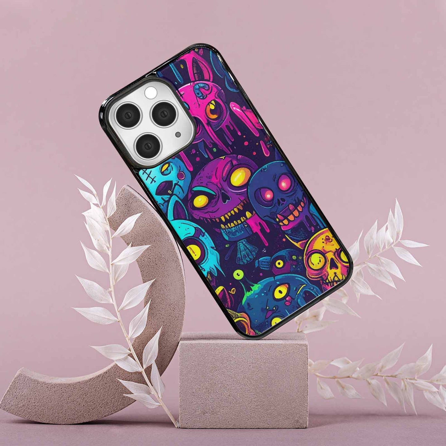 iPhone 15 Pro Max Case — Mixed Toxic Glow Creature Pattern Hundreds, Custom Art Phone Cover