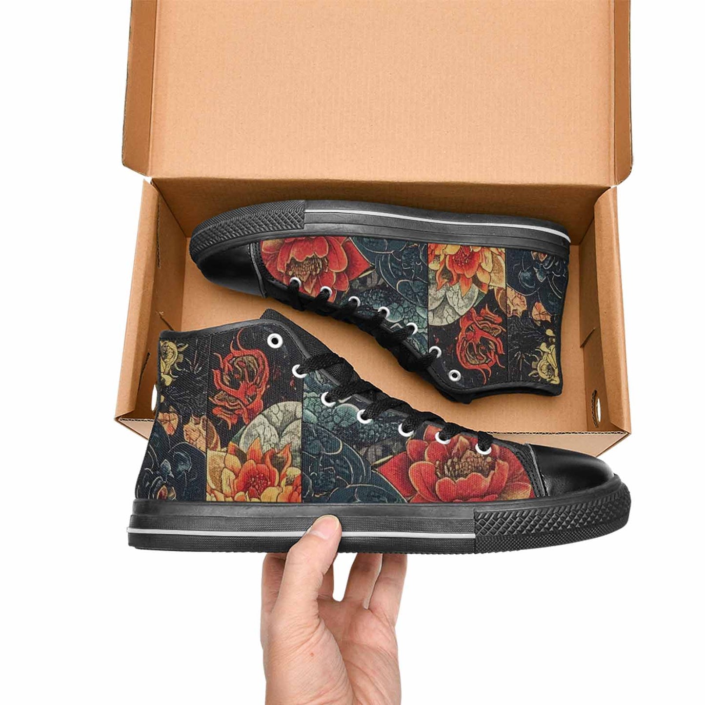 WOMEN'S Dragon Scale Fantasy High Top Canvas Dark Academia Sneakers