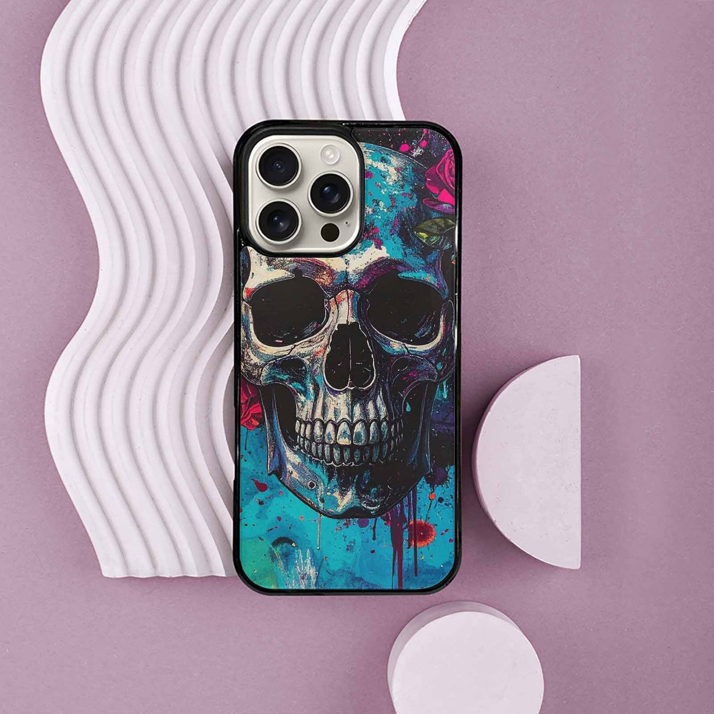 iPhone 16 Pro Max Case — Skulls Roses Acid Wash Custom, Custom Designed Case Cover