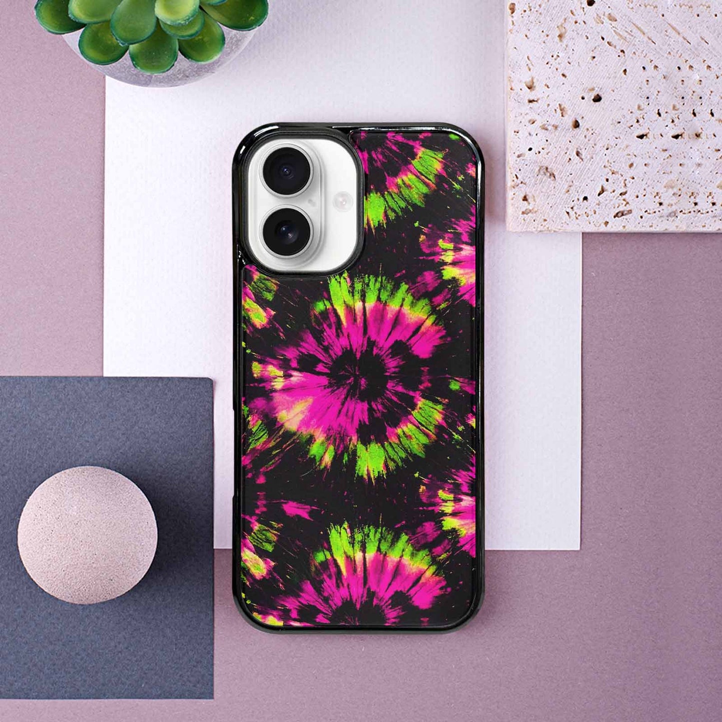 iPhone 16 Case — Acid Wash Tie Dye Neon, Custom Art Phone Cover
