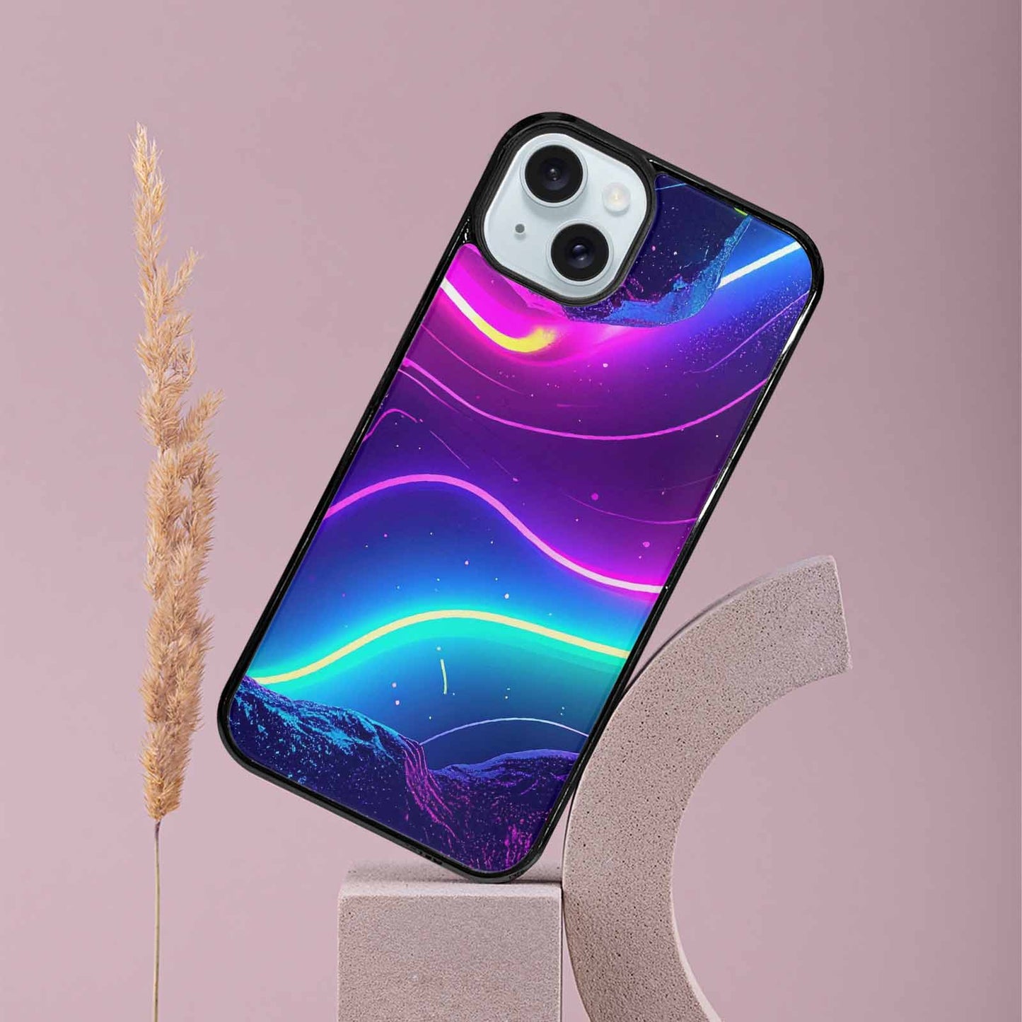 iPhone 15 Plus Case — 1980s Neon Cartoon Art Pattern, Custom Print Case Cover