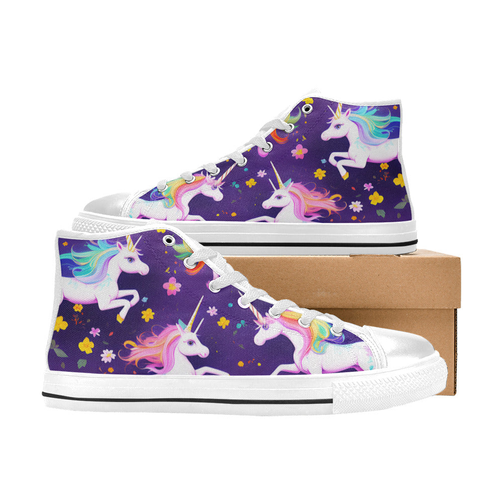 WOMEN'S Unicorns Please 3 High Top Canvas Cottagecore Sneakers