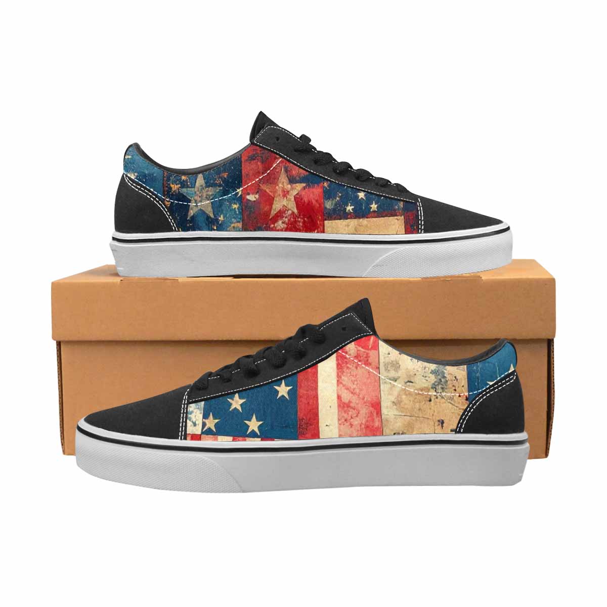 WOMEN'S American Flag Stars Canvas Lace-Up Dreamcore Custom Sneakers