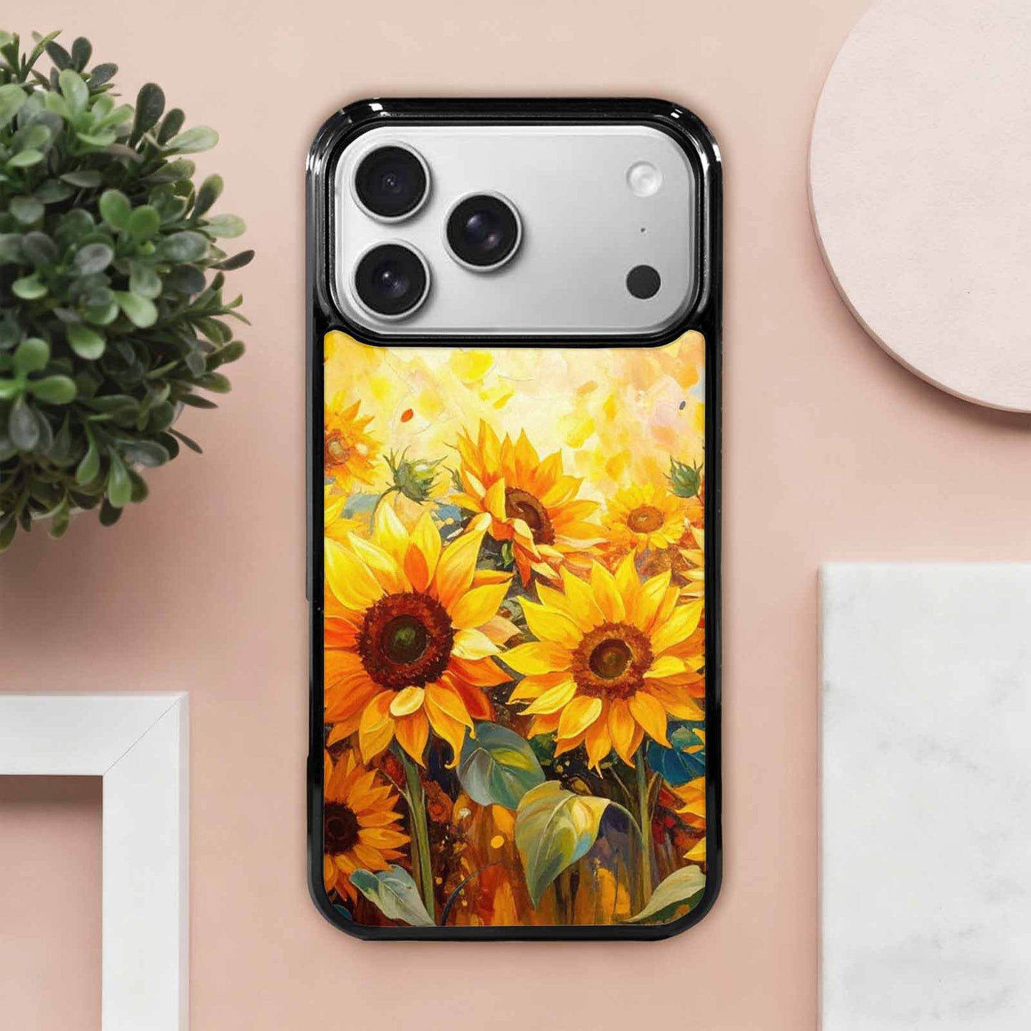 iPhone 17 Pro Max Case — Impressionist Sunflower Brushstroke Pattern Floral, Custom Designed Case Cover