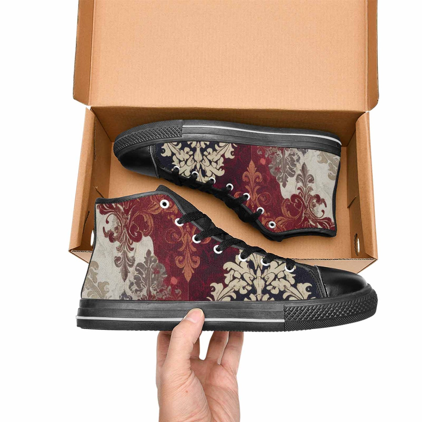 MEN'S Damask Ornamental Wallpaper High Top Canvas Dark Academia Sneakers