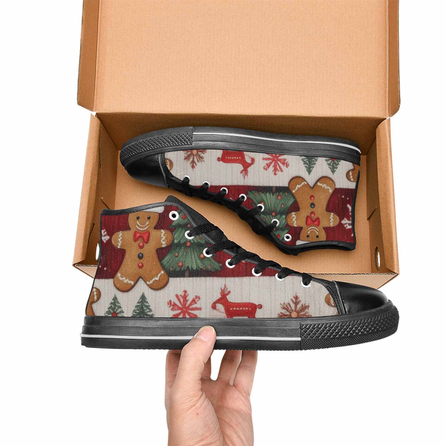 WOMEN'S Christmas Holly Snowflake High Top Canvas Surreal Shoes