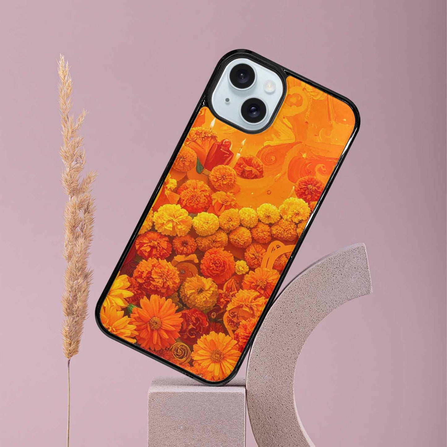 iPhone 15 Plus Case — Marigold Day Of The Dead Marigold, Unique Phone Case Design