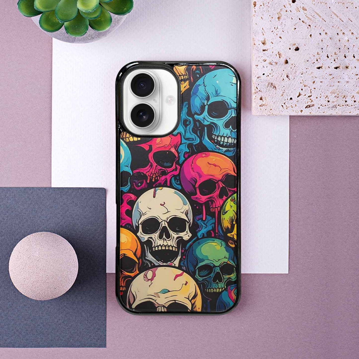 iPhone 16 Case — 1000s Of Skulls Digital Camo Drip, Unique Phone Case Design