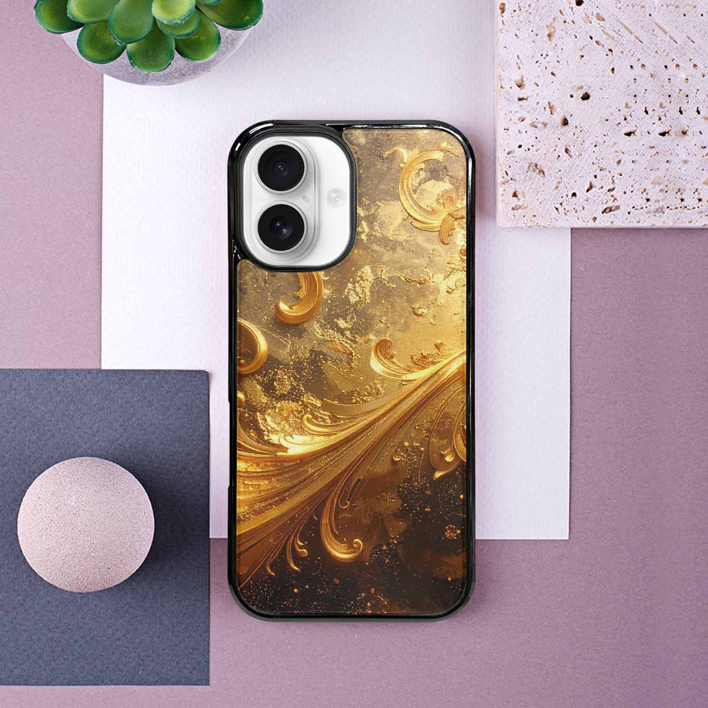 iPhone 16 Case — Klimt Gold Leaf Artwork Pattern, Unique Phone Case Design