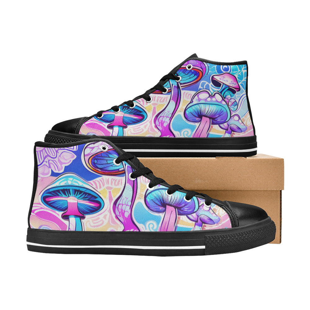 WOMEN'S Magic Mushrooms Art 4 High Top Canvas Y2K Sneakers