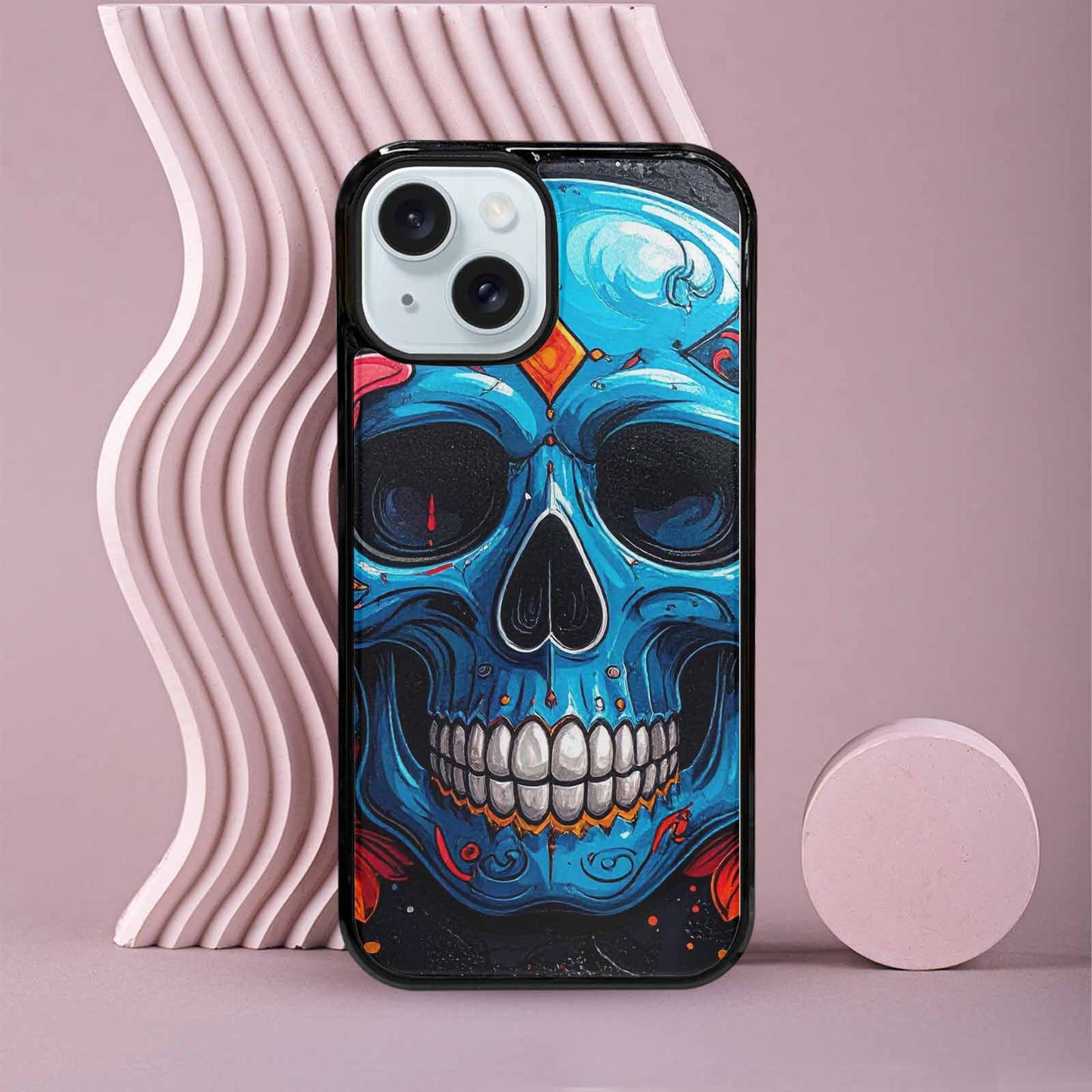 iPhone 15 Case — Graffiti Skull Art Seamless Pattern Vibrant, Custom Printed Phone Case