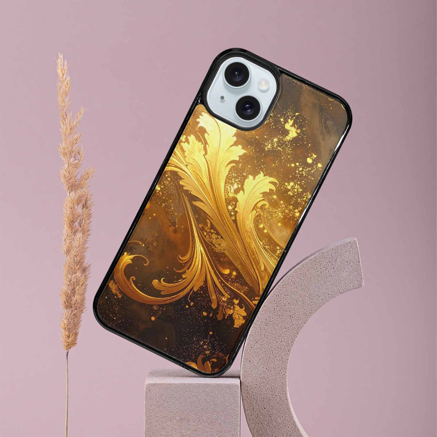iPhone 15 Plus Case — Klimt Gold Leaf Artwork Pattern, Personalized Phone Case