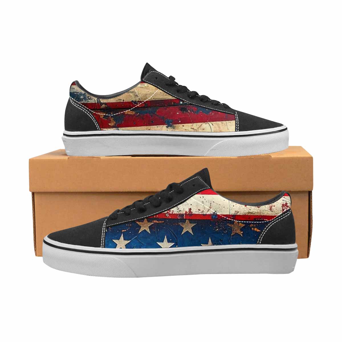 MEN'S American Flag Stars Canvas Lace-Up Cottagecore Custom Sneakers