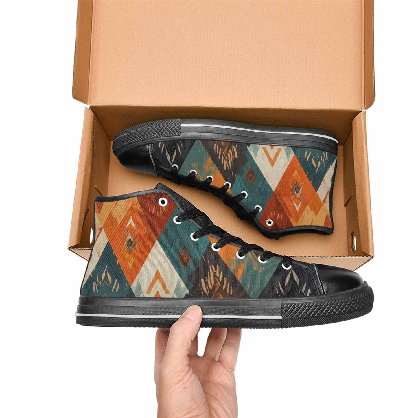 MEN'S Southwestern Geometric Diamond High Top Canvas Aesthetic Shoes