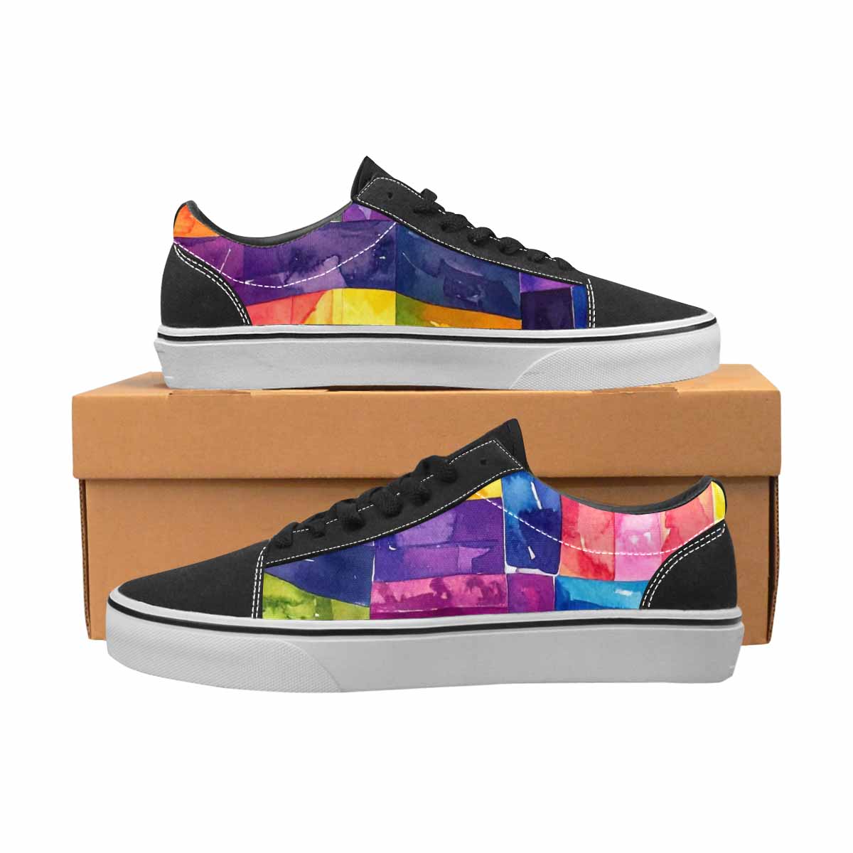 MEN'S Rainbow Pride Flag Canvas Lace-Up Neon Fantasy Custom Shoes