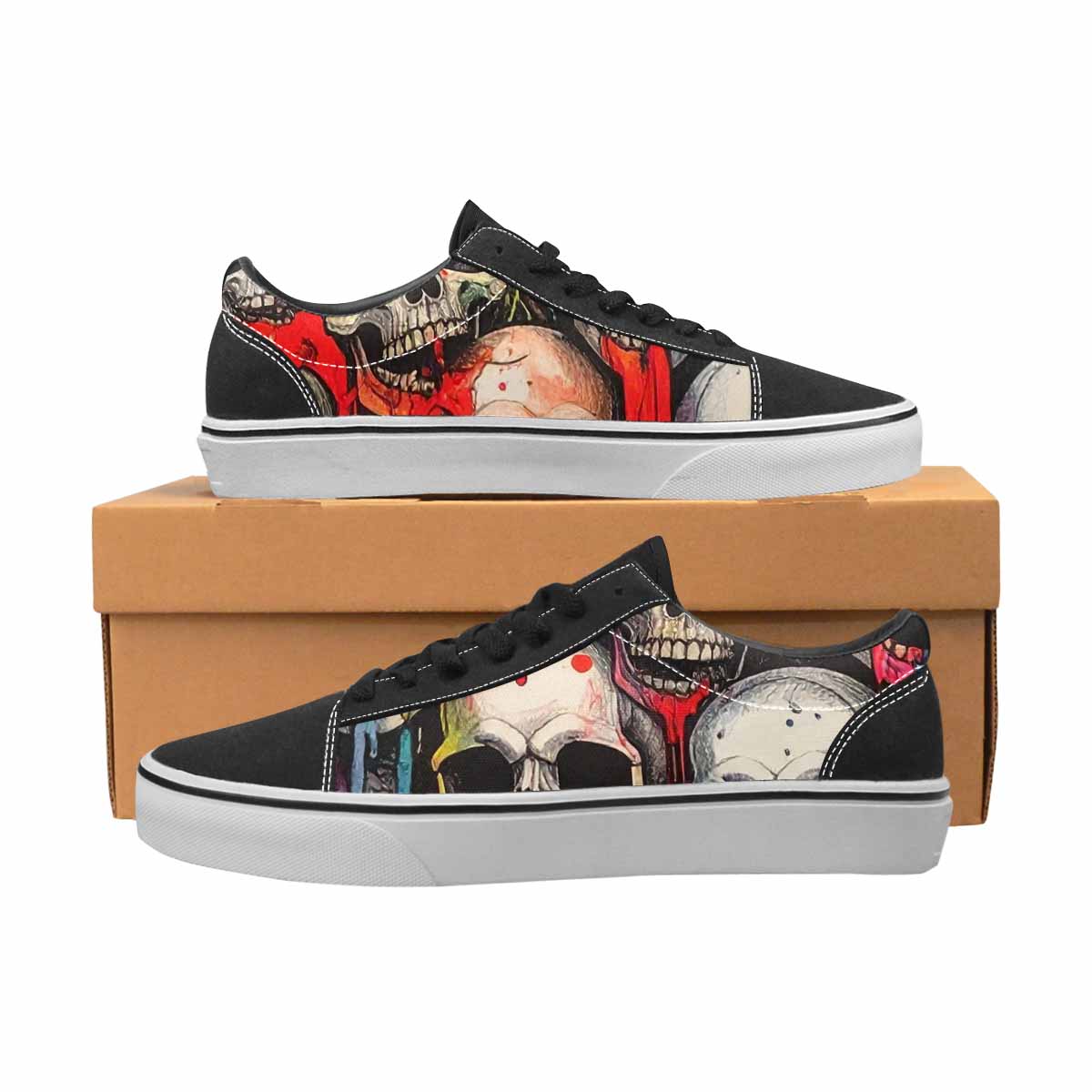 WOMEN'S Rainbow From Skull S Lace-Up Canvas Dreamcore Custom Shoes