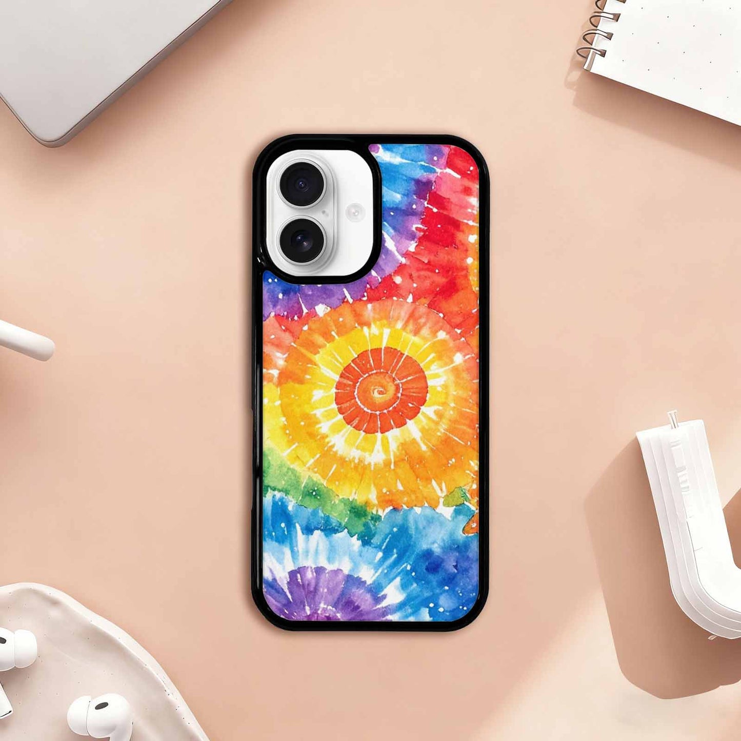 iPhone 17 Case — Tie Dye Spiral Rainbow Tie Dye, Personalized Phone Case