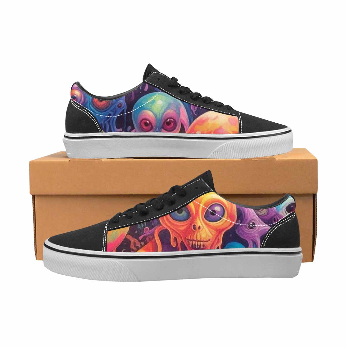 WOMEN'S Aliens Tie Dye Lace-Up Canvas Kaleidoscope Custom Sneakers