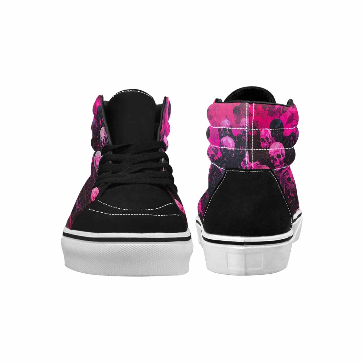 MEN'S Skeletons Neon Pink High Top Canvas Dark Academia Custom Sneakers