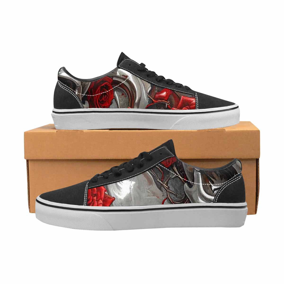 WOMEN'S Skulls Roses Chrome Airbrush Canvas Lace-Up Y2K Shoes