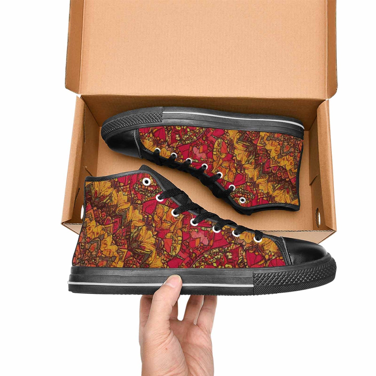 MEN'S Mandala Lions High Top Canvas Grunge Custom Sneakers