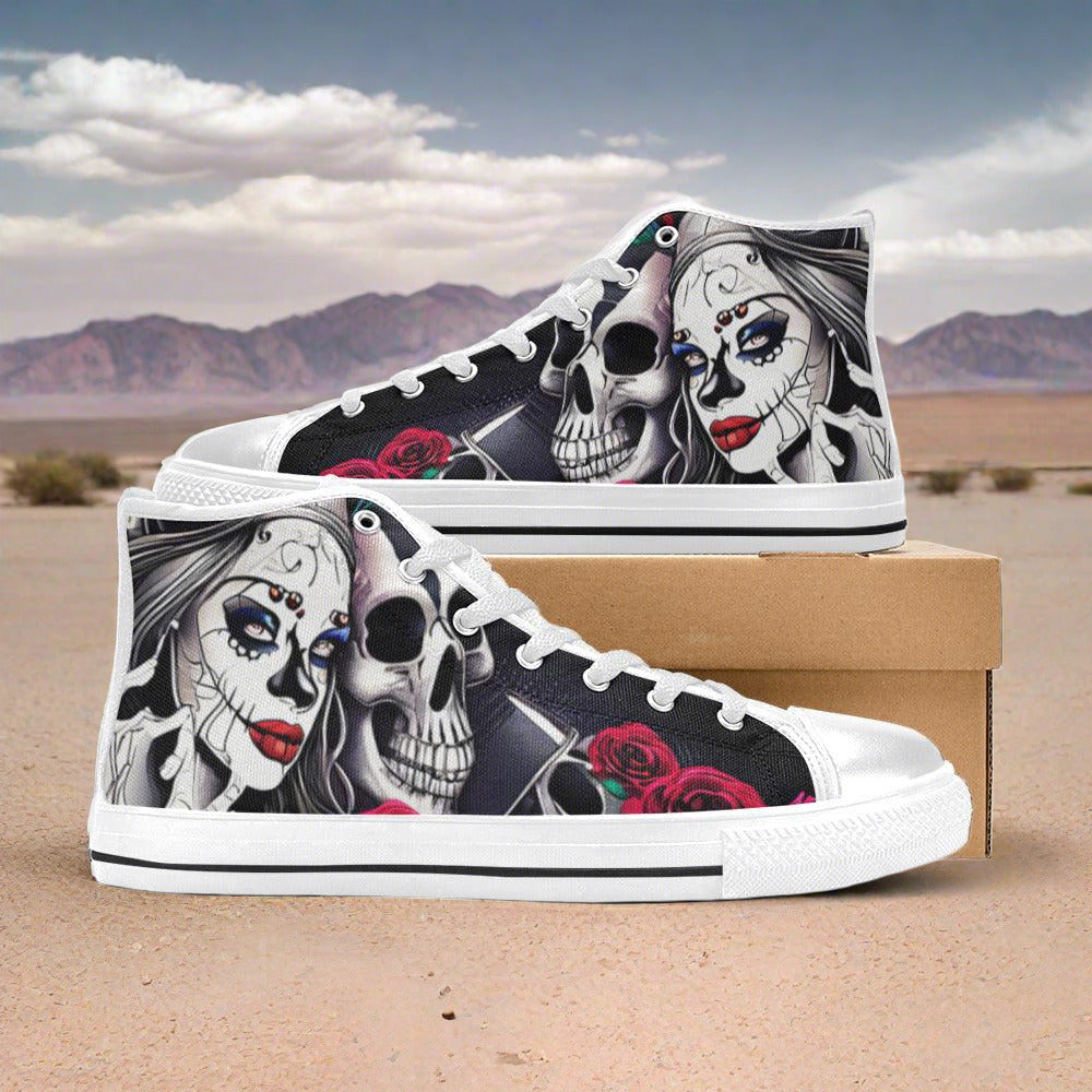 Wolf Teal Gold Unique WOMEN Bold Art - Freaky Shoes | Custom Art Sneakers