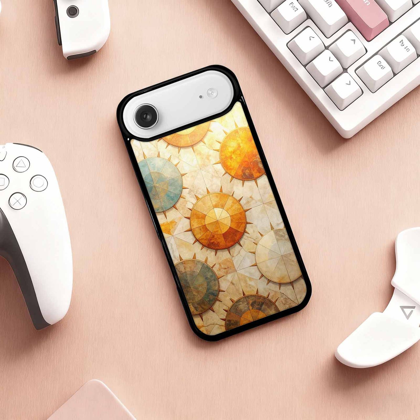 iPhone 17 Air Case — Distressed Marble Sun Disc Original Art, Custom Printed Phone Case