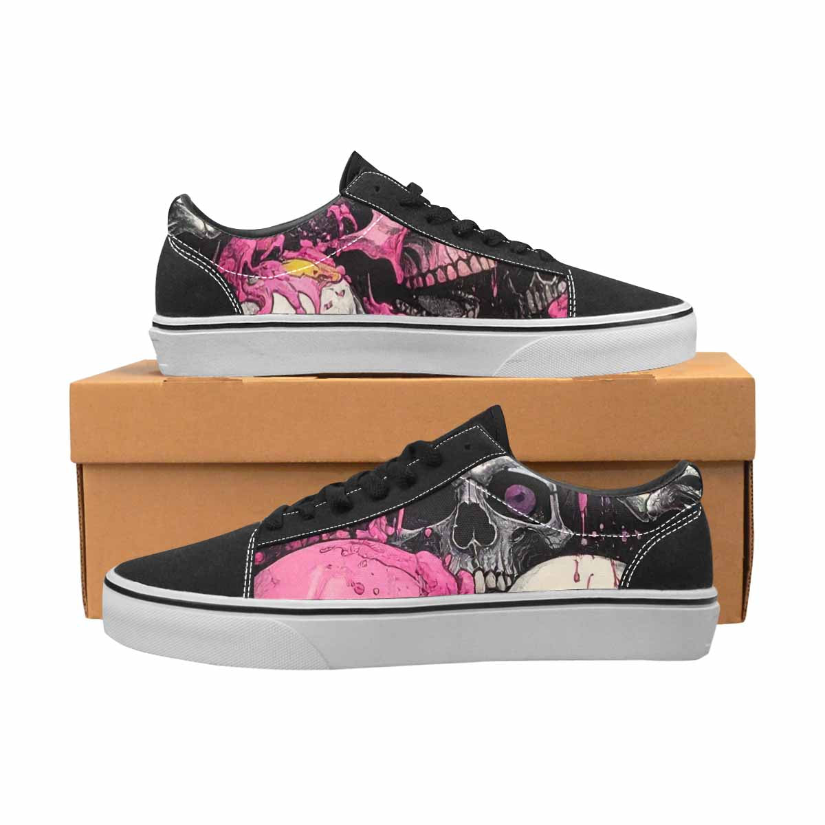 WOMEN'S Rainbow From Skull S Lace-Up Canvas Dark Academia Sneakers