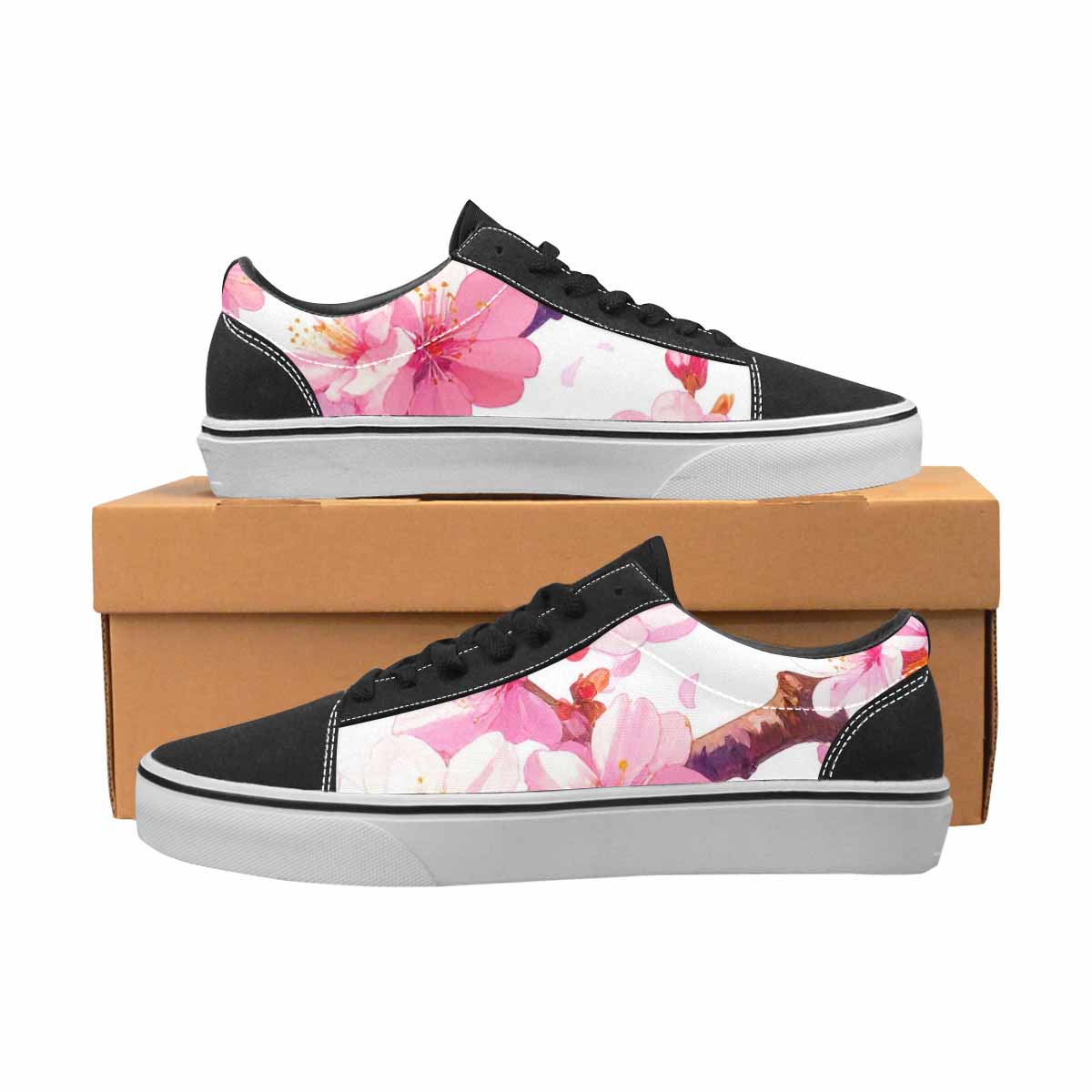 WOMEN'S Cherry Blossom Branch Cherry Lace-Up Canvas Grunge Custom Shoes