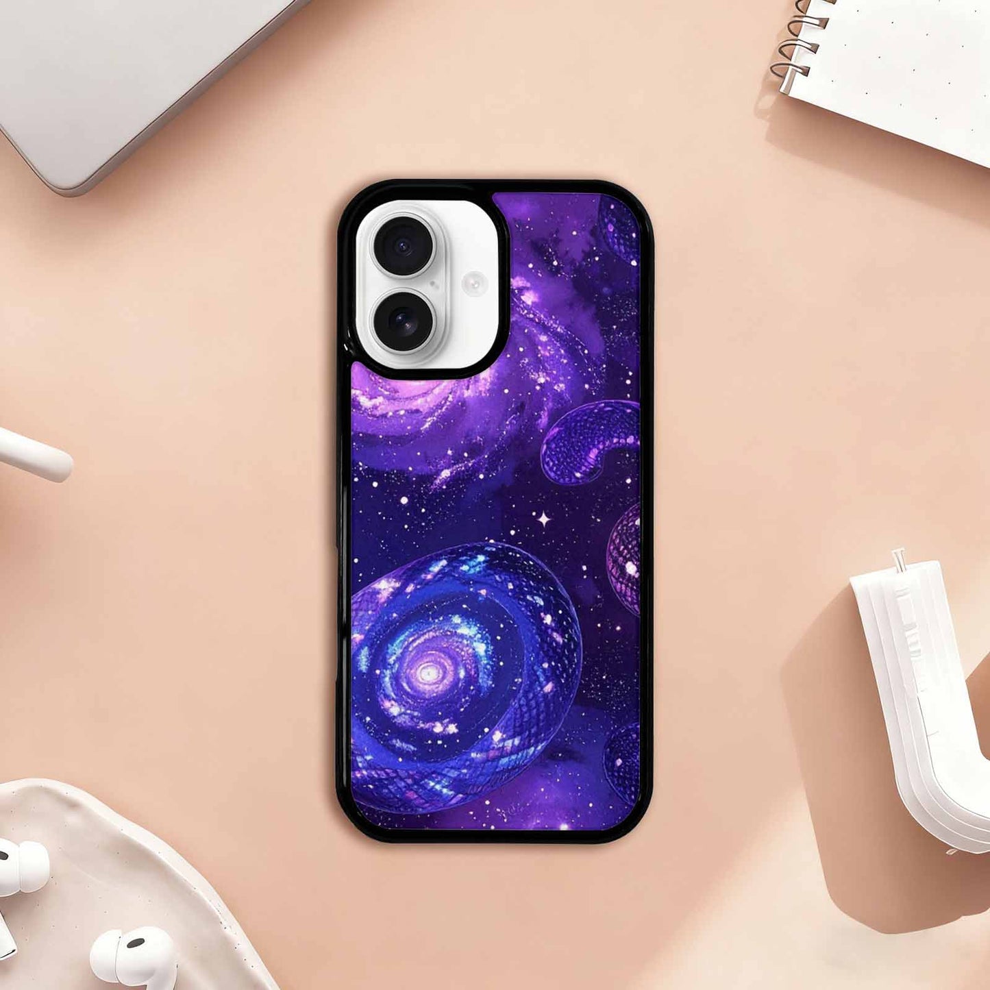 iPhone 17 Case — Galaxy Snake Print Galaxy Space, Unique Phone Case Design