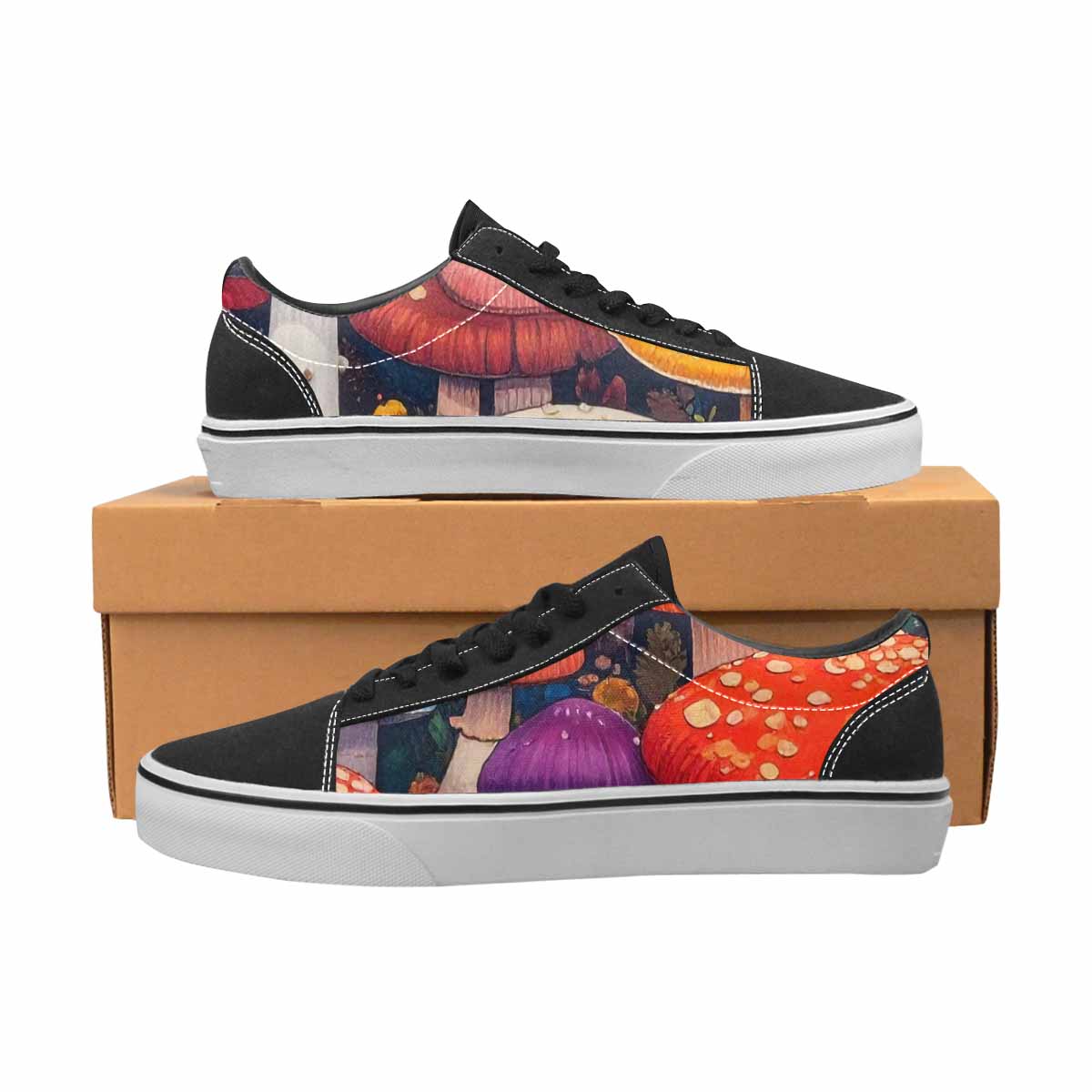 WOMEN'S Mushrooms (general) Mushrooms Pa Lace-Up Canvas Wallpaper Art Sneakers