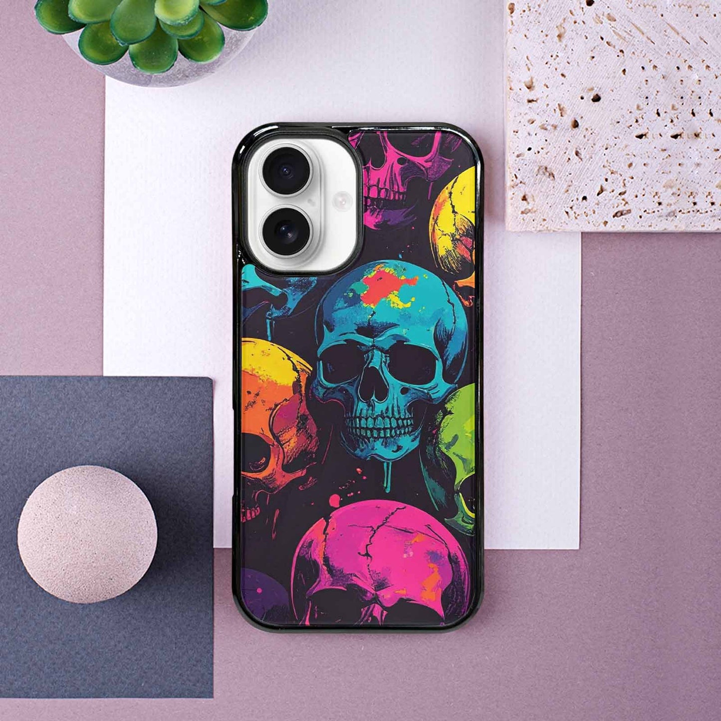 iPhone 16 Case — 1000s Of Skulls Digital Camo Drip, Original Design Phone Case