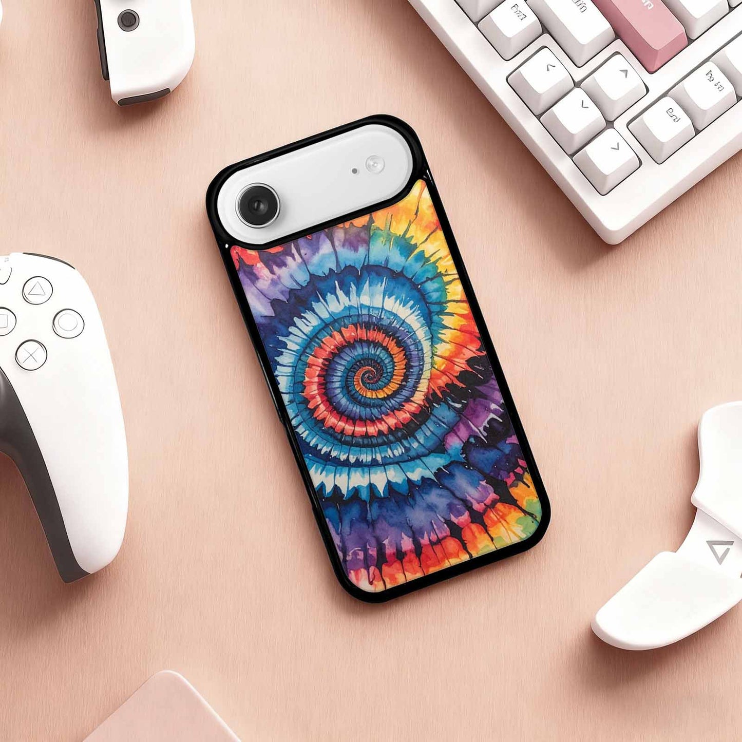 iPhone 17 Air Case — Black Blue Ink Tie Dye Tie, Unique Phone Case Design