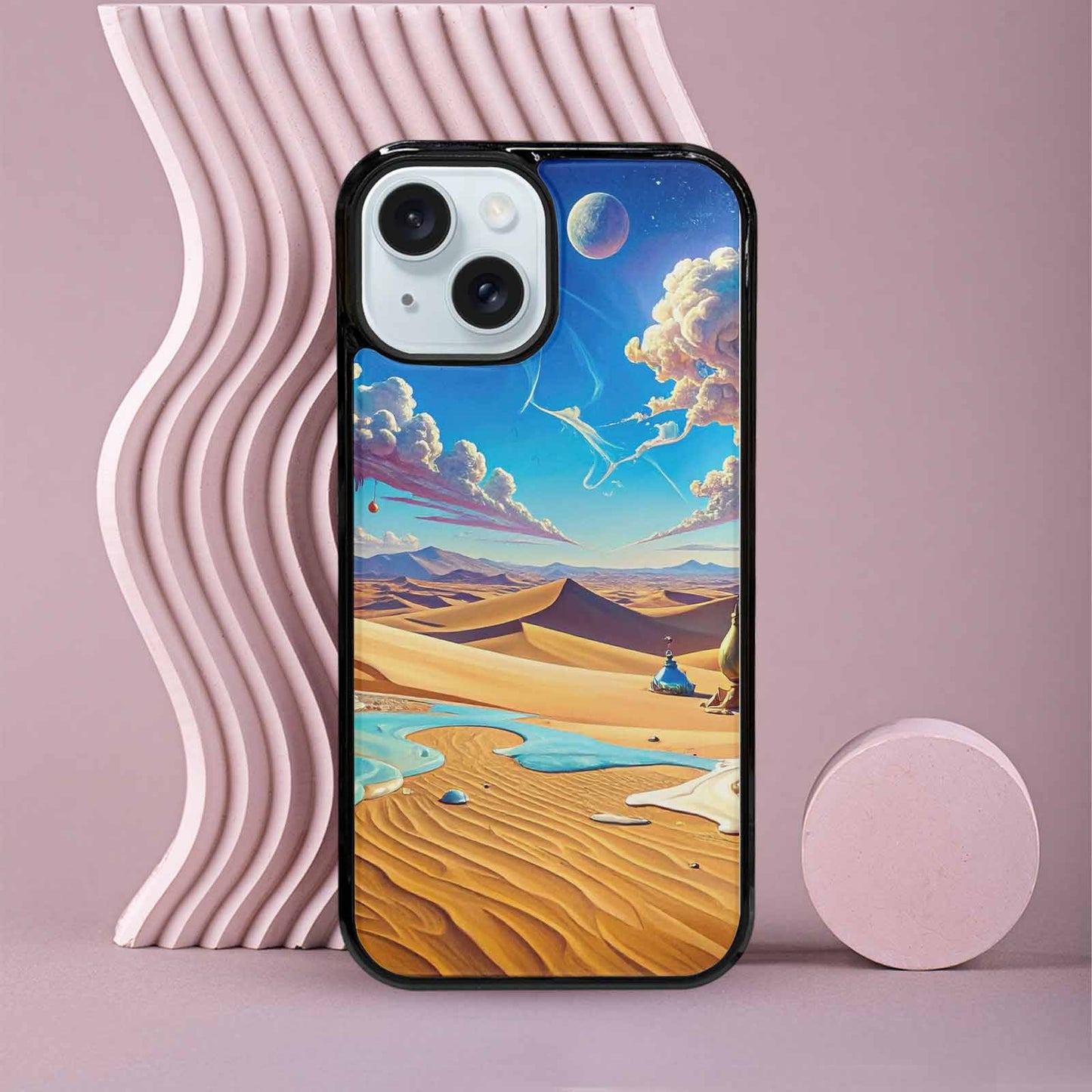 iPhone 15 Case — Surrealist Desert Dreamscape Custom, Custom Art Phone Cover