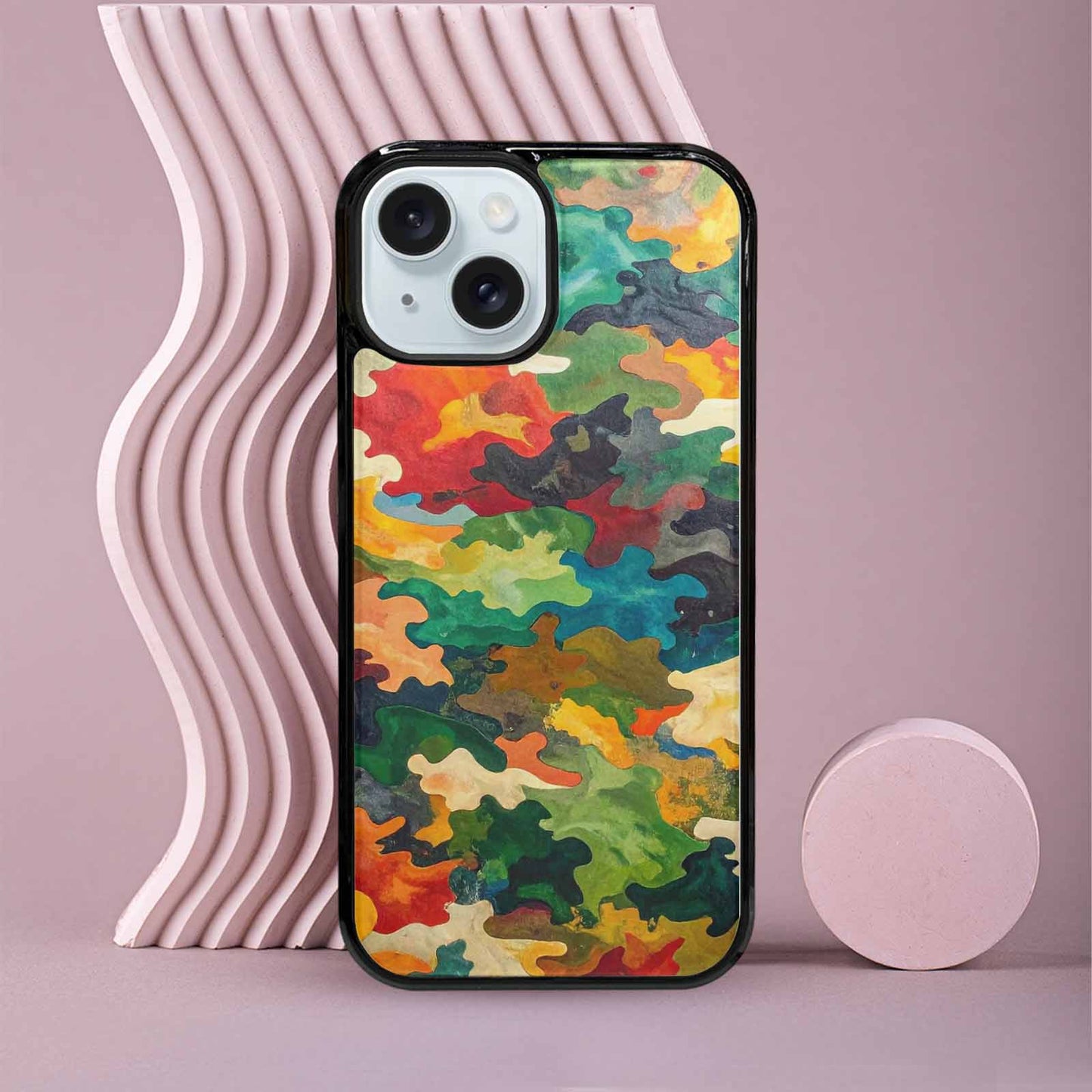 iPhone 15 Case — Camo Patches Full Color Vibrant Camo, Original Design Phone Case