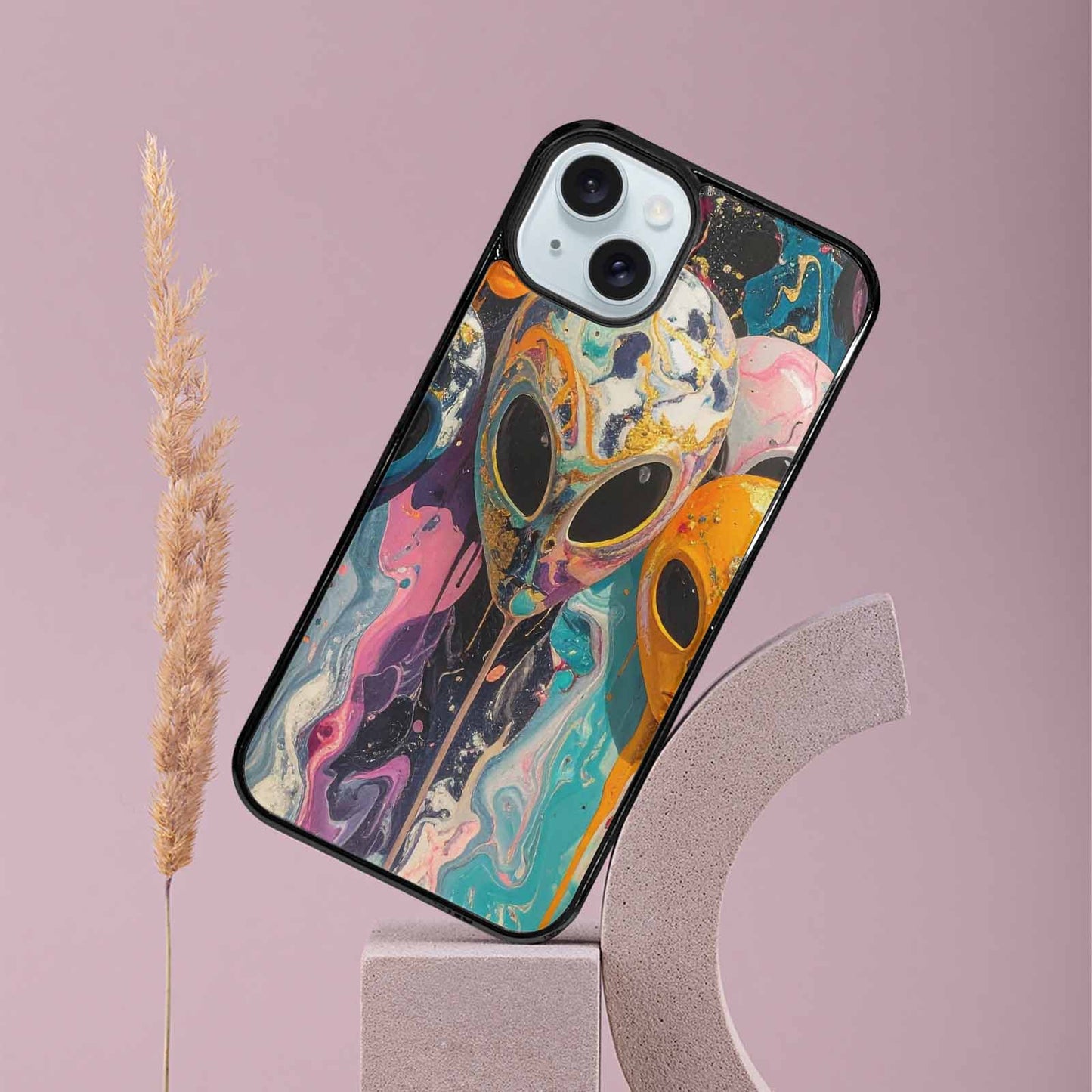 iPhone 15 Plus Case — Aliens Marblealiens Pattern Dng Personalized Phone, Custom Printed Phone Case