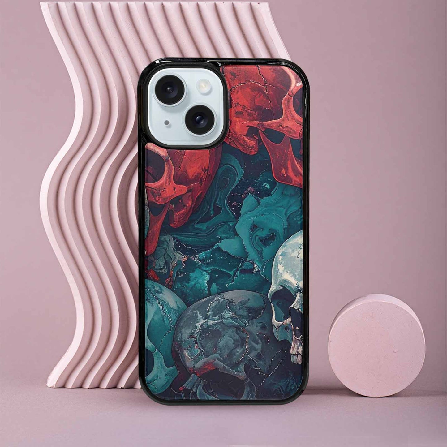 iPhone 15 Case — Marble Skull Custom, Custom Art Phone Cover