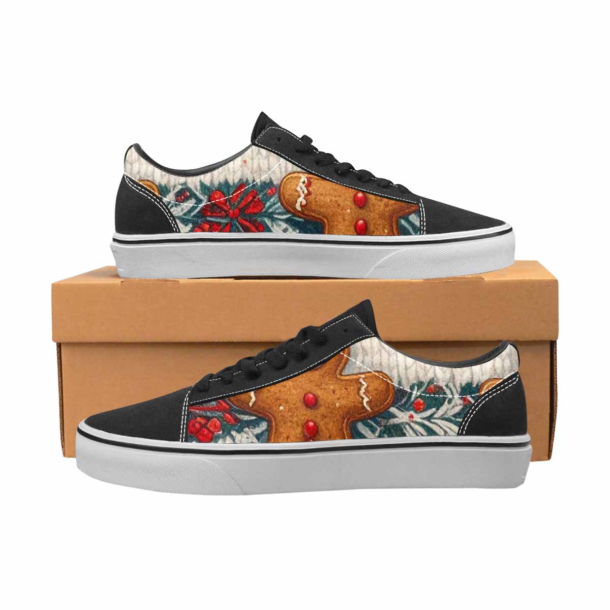 WOMEN'S Christmas Holly Snowflake Canvas Lace-Up Dark Academia Custom Shoes