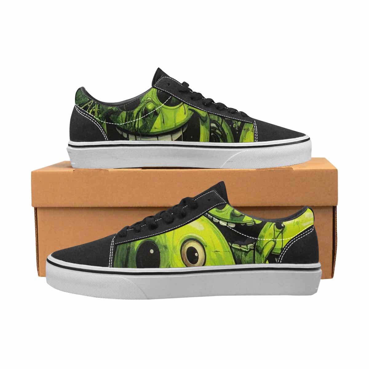 WOMEN'S Melting Moon Smiley Lace-Up Canvas Aesthetic Custom Shoes