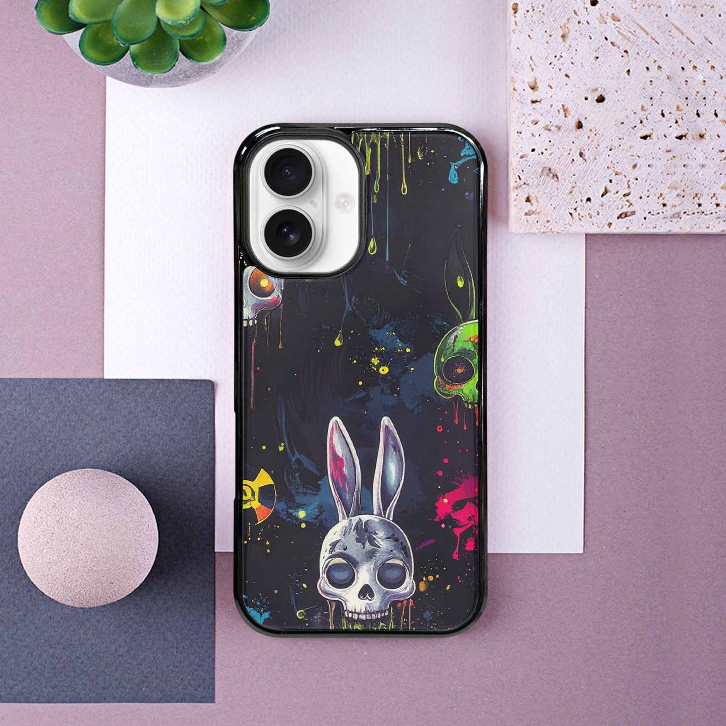 iPhone 16 Case — Radioactive Ghost Bunny Skull Sm Onf, Original Design Phone Case