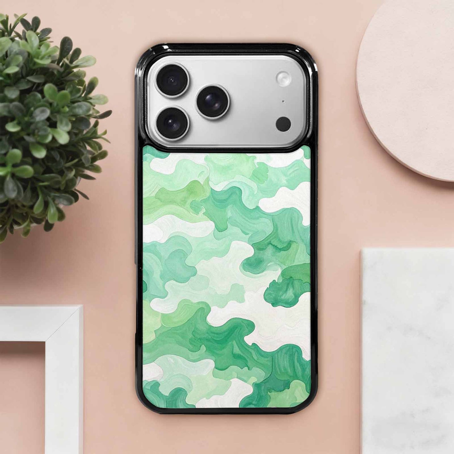 iPhone 17 Pro Max Case — Camo Mint Green White Camo, Custom Printed Phone Case